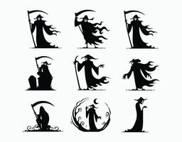 Shadowy Figure of the Grim Reaper Silhouette EPS Template Illustration vector