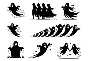 Floating Ghosts EPS Template Illustration vector