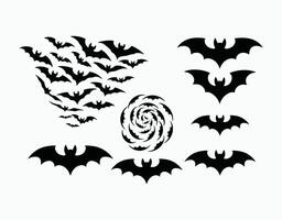 Bats in a Crescent Shape Silhouette EPS Template Illustration vector