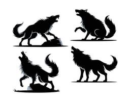 Howl at the Moon Silhouette EPS Template vector