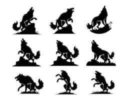 Howling Forms Silhouette EPS Template Illustration vector