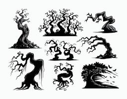 Haunting Tree Shapes EPS Template Illustration vector