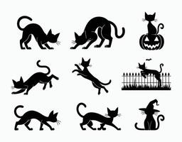 Cozy Cats with Witch Hats EPS Template Illustration vector