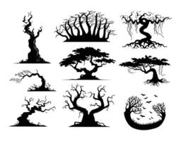 Creepy Tree Shapes EPS Template Illustration vector