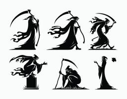 Grim Reaper Pose Silhouette EPS Template Illustration vector