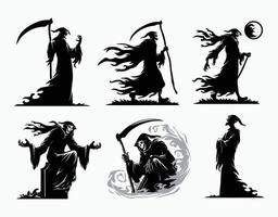 Grim Reaper with Open Arms Silhouette EPS Template Illustration vector
