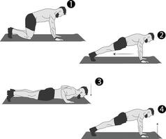 Pushup step by step illustration vector