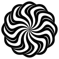 A black and white swirl design in the center of a circle vector