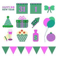 Element set Happy New Year ,green and pulple vector