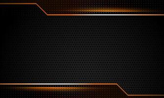 Abstract dark metallic background with golden lines and halftone dots. vector