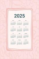 2025 Calendar. Vertical banner with frame. flat illustration vector