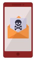 Flat icon of malware notification on smartphone isolated on white background. vector