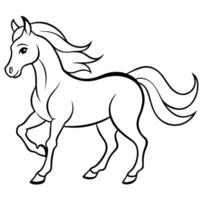 a graceful horse galloping through an open field with a flowing mane and tail, illustration vector