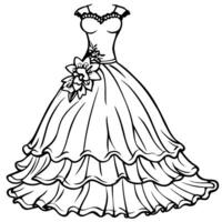 a pencil sketch style, high contrast black and white line drawing of an elegant ball gown the gown vector