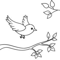 every day, little blue worked hard to flap her wings and practiced how to fly on the branches, vector