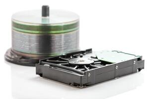 Hard disk drive and compact discs photo