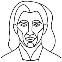 abstract human face in one continuous line, illustration line art vector
