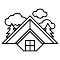 design a logo with a stylized rooftop shape, incorporating elements like trees or clouds to vector