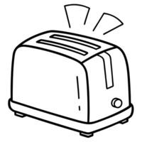 toaster with toast popping out, illustration line art