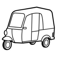 auto rickshaw, illustration line art vector