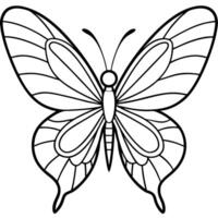 a delicate butterfly with symmetrical wings, each filled with intricate line patterns, vector