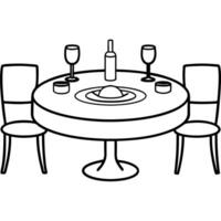 table for dinner, illustration line art vector
