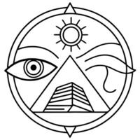 eye of horus, pyramids of egypt, eye of all, using ai, illustration line art vector