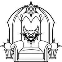 royal throne dark gothic throne, front view, evil and luxury, halloween scene background, vector