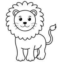 a cute and fluffy lion just one lion the page should have a plain white background with thicker, vector