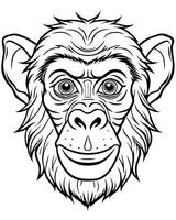 monkey head art line, illustration line art vector