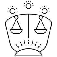 a scale with footsteps indicating weight tracking, illustration line art vector
