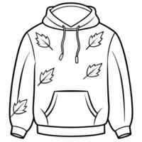 blank pullover hoodie mockup on neutral background with striking autumn leaves elements, vector