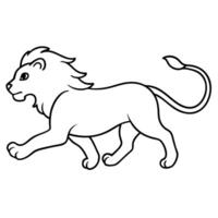 running lion, illustration line art vector