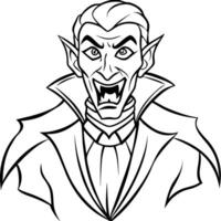 a vampire with fangs and a cape fantasy concept, illustration line art vector