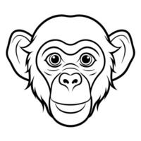 a bonobo head with white background, illustration line art vector