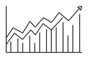 stock market graphs on white background, illustration line art vector