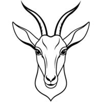 a arabian oryx head with white background, illustration line art vector