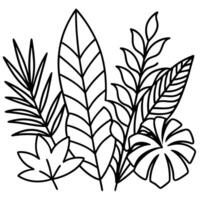generate a clean, minimalist pattern of tropical leaves and plants, using a monochromatic color vector