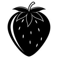 a black good looking strawberry silhouette style with withe background, illustration vector