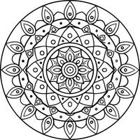 a circular mandala with concentric rings, each filled with different nature-inspired patterns such vector