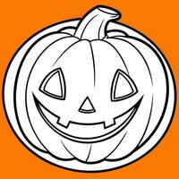 real jack o lantern for halloween on orange background -, illustration line art vector