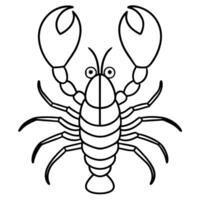 make a lobster outline art illustration design on a white background, illustration vector