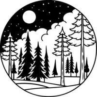 dark forest gloomy dark scene with trees, big moon, moonlight smoke, shadow abstract dark, cold vector