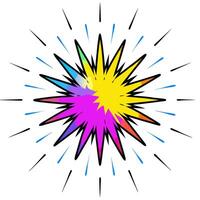 multi color powder explosion isolated on white background, illustration line art vector