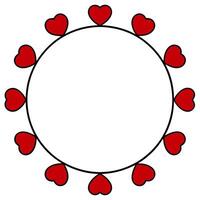a more circular design featuring multiple red hearts arranged along two curved black lines, vector