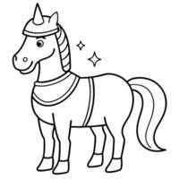 a horse dressed as a knight, with a shiny helmethalloween, illustration line art vector
