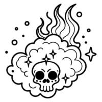 black and white smoke with skull in smoke and shiny glitter particles abstract background, ai, vector