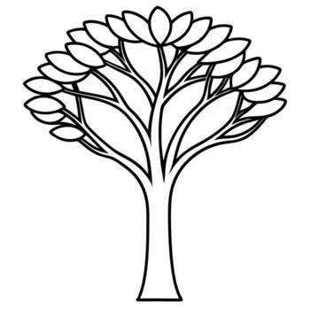 un estilizado árbol con un nido en sus más alto sucursales, con el árbol y nido ambos formado desde un vector