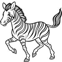 a playful zebra running through the savanna, illustration line art vector