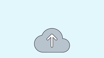 Download and upload file document from cloud animated footage looping in blue background video